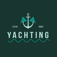 Fototapeta premium Yachting club logo set. Yachting, yahct club logo set with boad, sail and yacht. Yacht sport yachting club set.