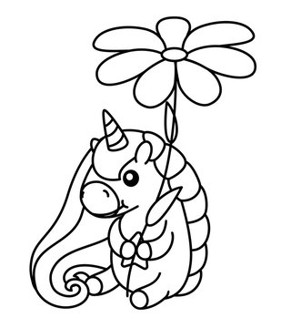 vector cartoon unicorn Magic coloring book page for kids 09