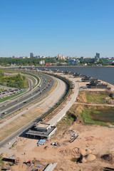 Transport dam and reconstructed embankment. Kazan, Russia