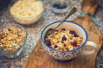 Healthy breakfast,granola with fresh berry fruits