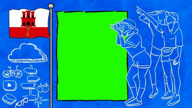 Gibraltar hand drawn tourism