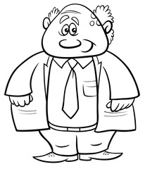 senior man professor cartoon coloring book