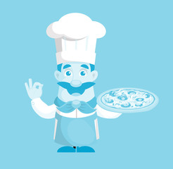 Flat Design professional Pizza cook Vector Illustration