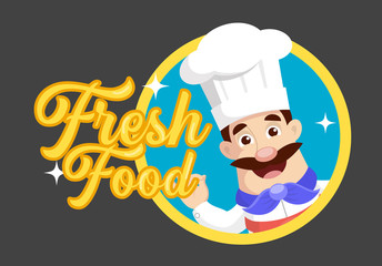 Retro Chef mascot Vector Illustration background
