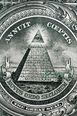 Closeup of back side of 1 dollar bill