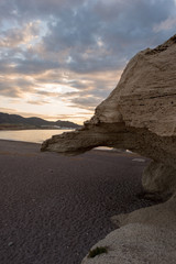 The beach of the sculptures at dawn in Almeria