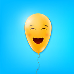 Creative vector illustration of realistic smiling balloons face isolated on background. Inspirational quote art design. Positive mood text - have a nice day. Abstract concept graphic emoji element