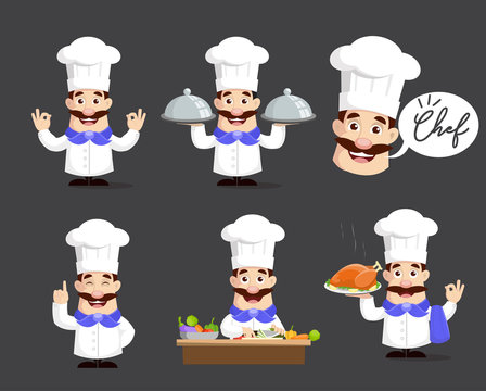 Various Poses of Chef Vector Illustration