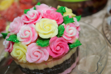 Obraz na płótnie Canvas Flower art sweetmeat jelly pudding very sweet and tasty from Indonesia