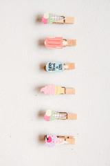 Colorful Clothespin with Ice Creams Decoration on Top