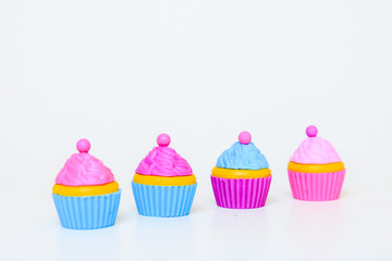 Isolated Rubber Miniature of Cupcakes for Decoration