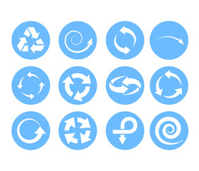 Flat arrow icon and recycle icon set
