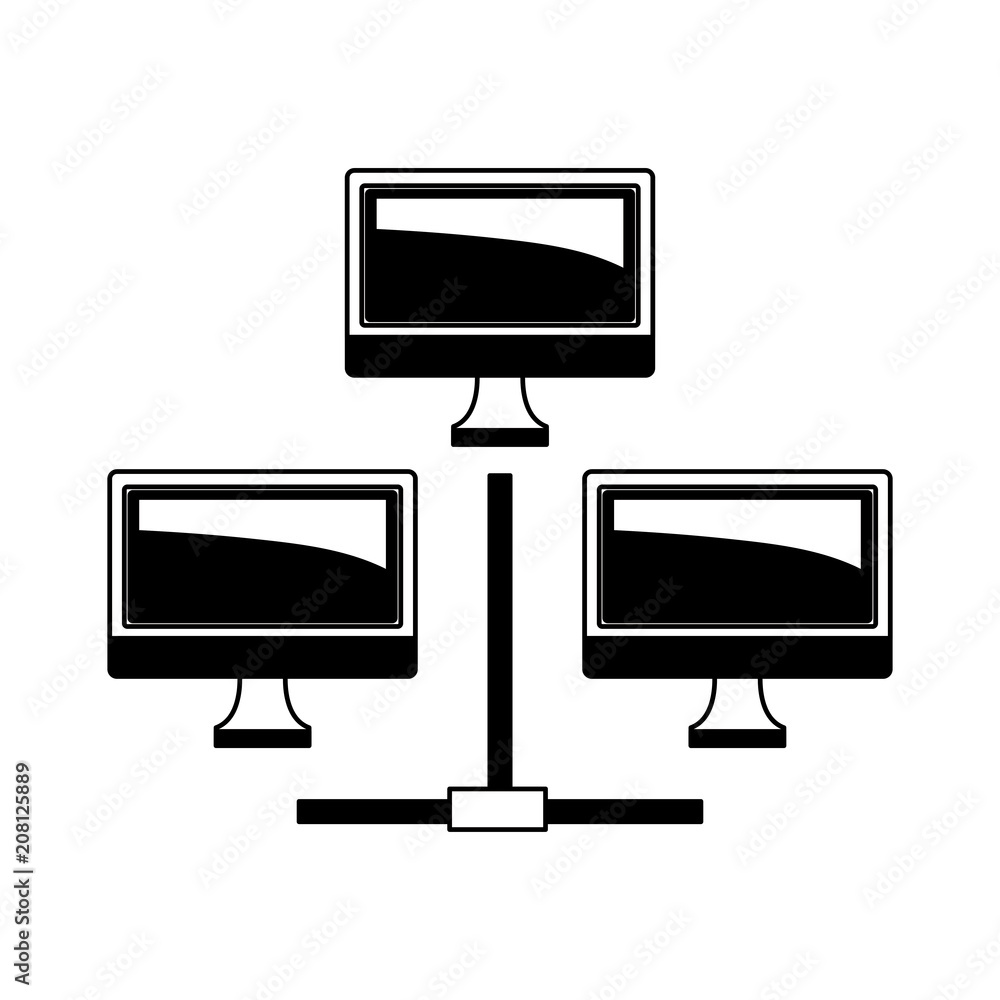 Aufkleber computers network system vector illustration graphic design