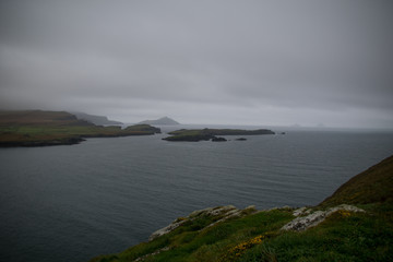 View fromValentia Island on foggy day - obrazy, fototapety, plakaty