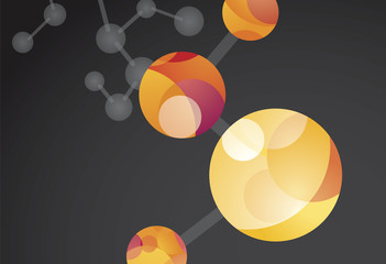 Molecular structure of connected cells and molecules. Scientific background of network bonded chemical elements.