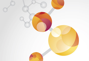 Molecular structure of connected cells and molecules. Scientific background of network bonded chemical elements.