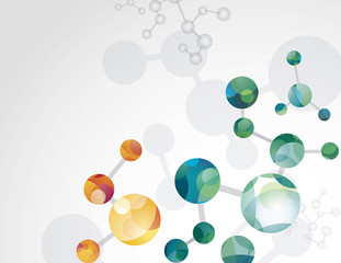 Molecular structure of connected cells and molecules. Scientific background of network bonded chemical elements.