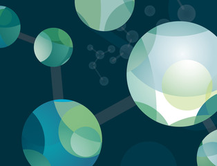 Molecular structure of connected cells and molecules. Scientific background of network bonded chemical elements.