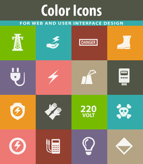 High voltage icons set