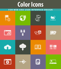 Internet, server, network icons set