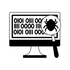 Magnifying glass looking bug vector illustration graphic design