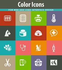 Veterinary clinic icons set