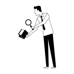 Businessman with magnifying glass vector illustration graphic design