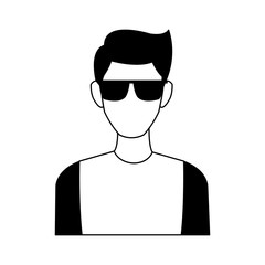 Young man faceless cartoon vector illustration graphic design