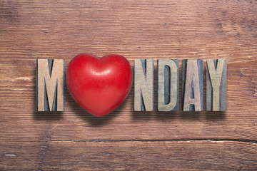 Monday heart wooden