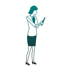 Businesswoman using tablet vector illustration graphic design