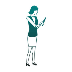 Businesswoman using tablet vector illustration graphic design