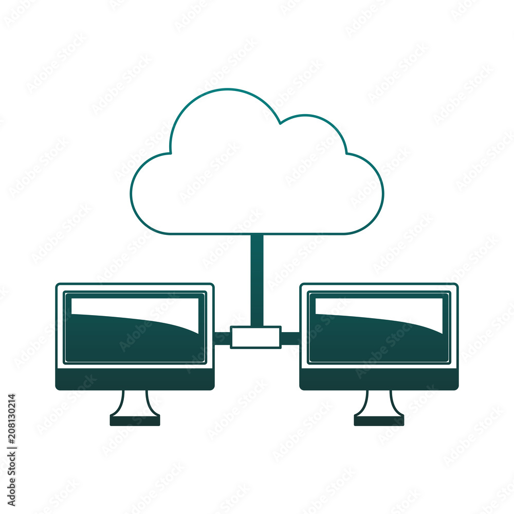Aufkleber computers network system vector illustration graphic design