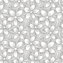 Decorative floral seamless pattern. Hand drawn colorful stylized doodle background. Botanical vector illustration