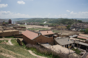 View from the hill to Milarepa. Stupa