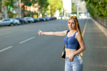 Fototapeta premium woman calling a taxi