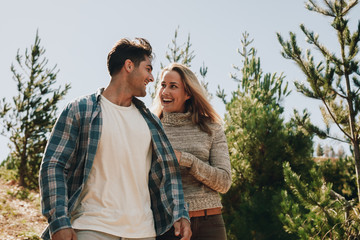 Beautiful couple on hiking