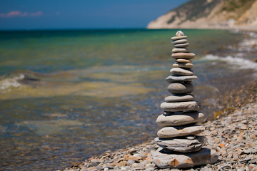 Stones balance on beach