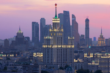 Moscow city at sunset 