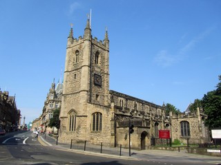 Fototapeta na wymiar St John the Baptist Church, Newcastle upon Tyne, looking towards Grey's Monument.