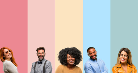 Cool group of people, woman and man confident and happy with a big natural smile laughing