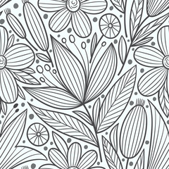 Decorative floral seamless pattern. Hand drawn colorful stylized doodle background. Botanical vector illustration