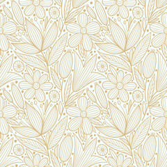 Decorative floral seamless pattern. Hand drawn colorful stylized doodle background. Botanical vector illustration
