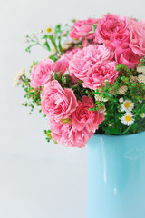 Beautiful bouquet of roses in vase