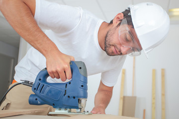 worker wearing goggles