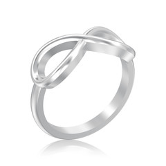 3D illustration isolated silver simple infinity ring with reflection