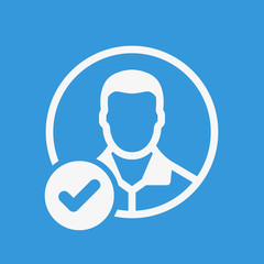 Avatar icon, social icon with check sign. Avatar icon and approved, confirm, done, tick, completed symbol