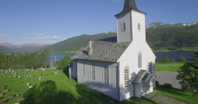 Traditional village church, Oppheim, Voss, Hordaland, Norway 