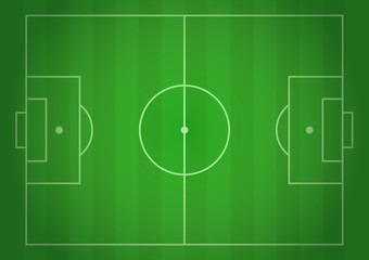 Vector football field. Realistic gradient illustration, top view. Design for cards, brochures, websites, A4, background