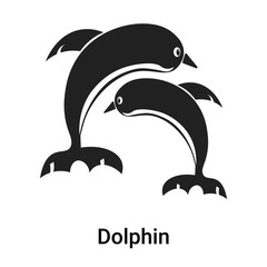 Obraz premium Dolphin icon vector sign and symbol isolated on white background, Dolphin logo concept