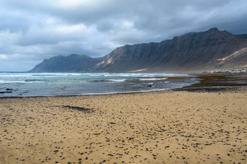 Famara Beach in Lanzarote, Spain